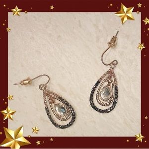 Black and Gold Faux Leather Choker & Earrings.